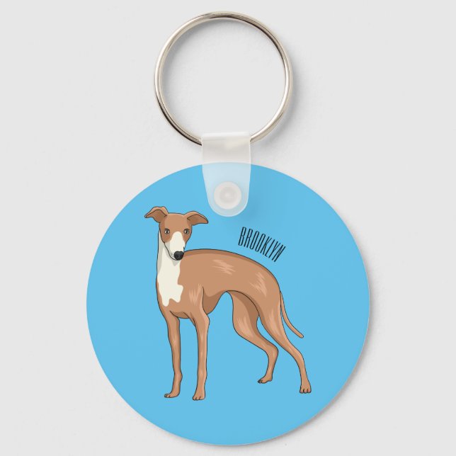 Llavero Ilustracion personalizado de perro de Greyhound (Anverso)