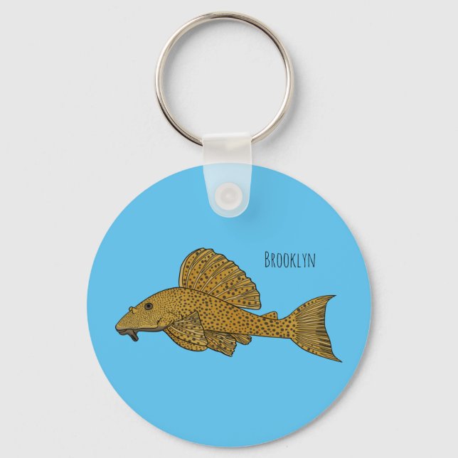 Llavero Ilustracion personalizado de pescado Pleco (Anverso)