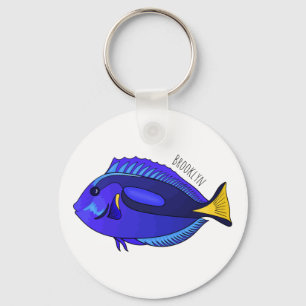Llavero Ilustracion personalizado de pescado tang azul