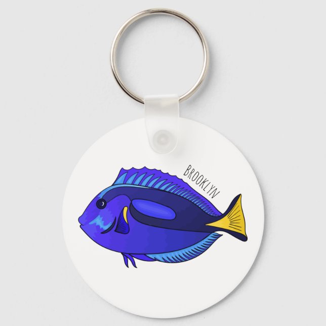 Llavero Ilustracion personalizado de pescado tang azul (Anverso)