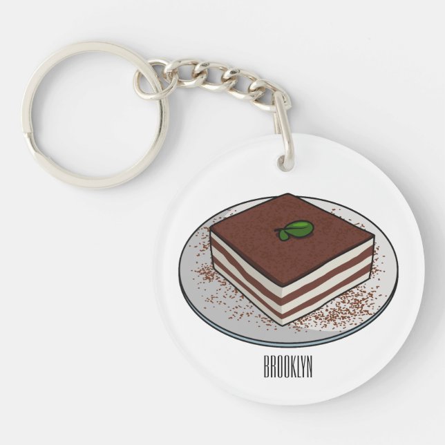 Llavero Ilustracion personalizado de tarta de Tiramisu (Frente)