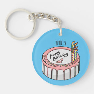 Llavero Ilustracion personalizado de torta de cumpleaños