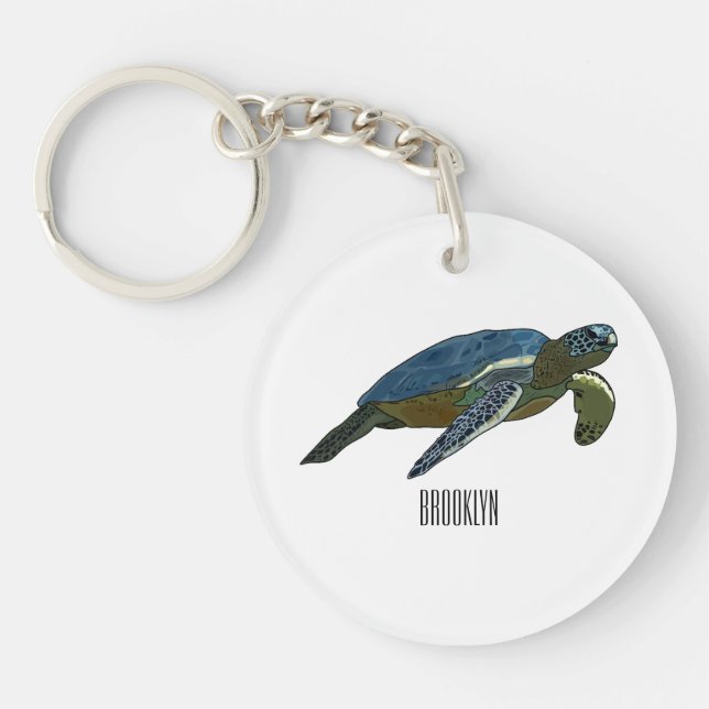 Llavero Ilustracion personalizado de tortugas marinas (Frente)