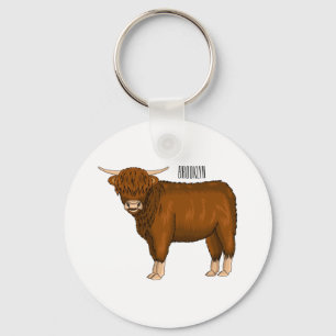 Llavero Ilustracion personalizado de vaca de Highland