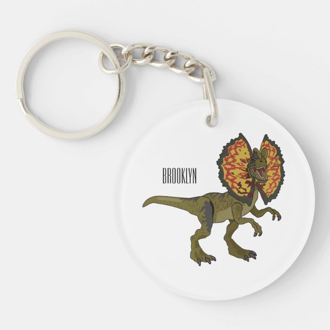 Llavero Ilustracion personalizado Dilophosaurus (Frente)