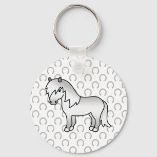 Llavero Ilustracion Personalizado Gray Shetland Pony Cute