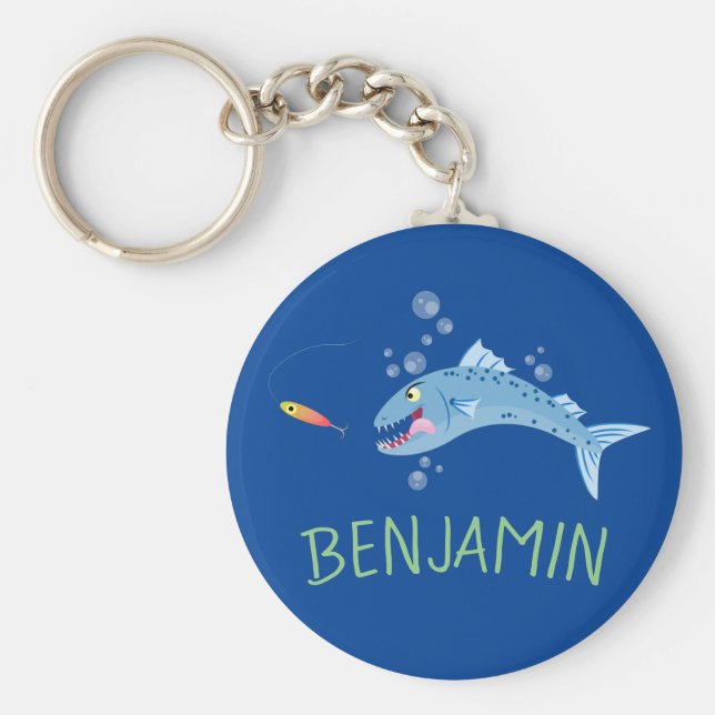 Llavero Ilustracion personalizado pescador hambriento de B (Frente)