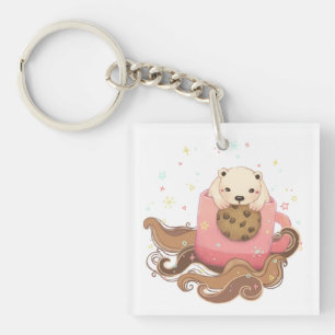 Llavero Ilustracion Polar Bear & Coffee Break