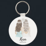 Llavero Ilustracion serás mi anillo de claves de la dama d<br><div class="desc">Will You Be My Bridesmaid Propuesta Keyring Simple y clásico,  con una novia y una dama de honor. Personalizar el nombre y la función a su preferencia.</div>