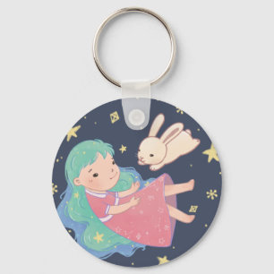 Llavero Ilustracion Starry Night Bunny & Chica