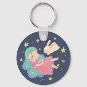 Llavero Ilustracion Starry Night Bunny & Chica