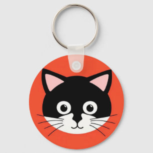 Llavero Ilustración Vibrante de Cara de Gato Adorable