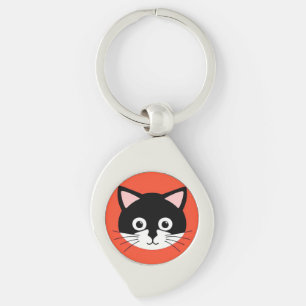 Llavero Ilustración Vibrante de Cara de Gato Adorable