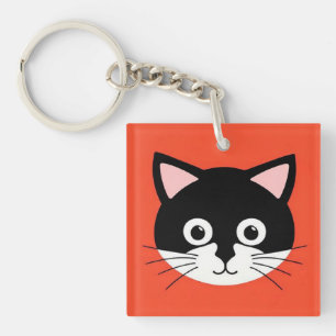 Llavero Ilustración Vibrante de Cara de Gato Adorable