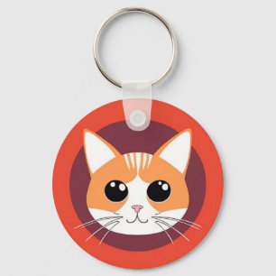 Llavero Ilustración Vibrante de Cara de Gato Adorable