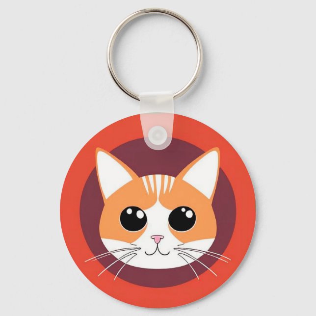 Llavero Ilustracion vibrante de la cara del gato (Anverso)