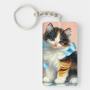Llavero Ilustracion Vintage Calico Kitten