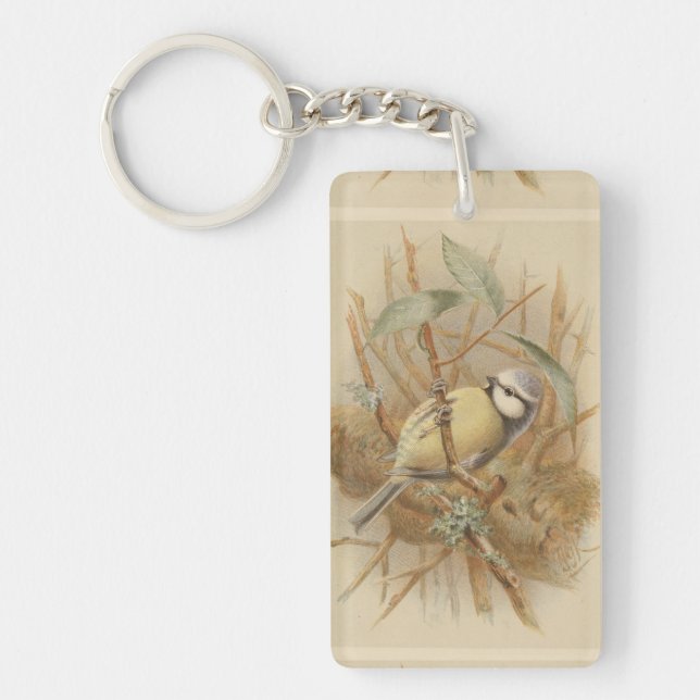 Llavero Ilustracion vintage de Bluetit (Frente)