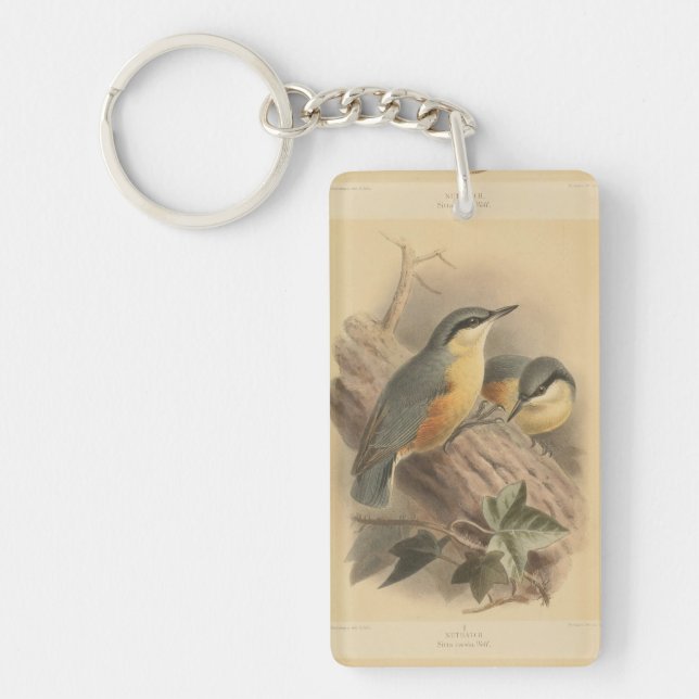 Llavero Ilustracion vintage de Nuthatch (Frente)