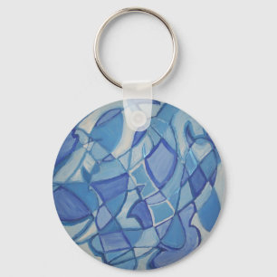 Llavero Ilustraciones abstractas originales azules claras