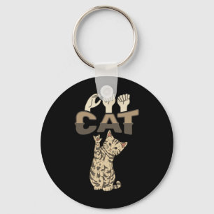 Llavero ILY Cat ASL Hand Gesture Deaf Hearing Loss Awarene