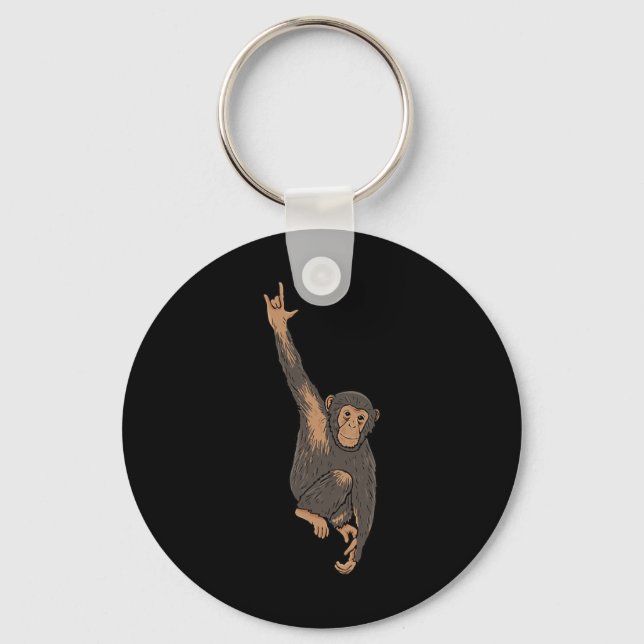 Llavero ILY Monkey ASL Hand Gesture Deaf Hearing Loss Awar (Anverso)