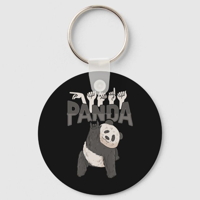 Llavero ILY Panda ASL Hand Gesture Deaf Hearing Loss Consc (Anverso)