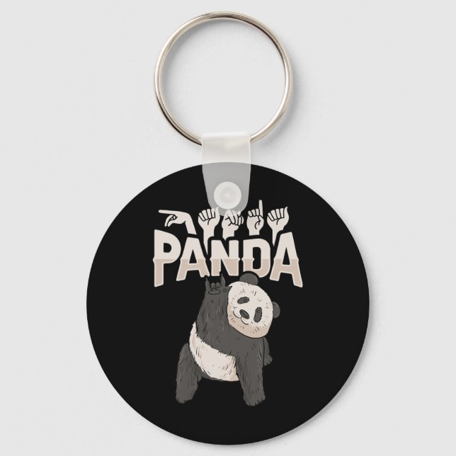 Llavero ILY Panda ASL Hand Gesture Deaf Hearing Loss Consc (Anverso)