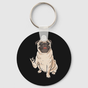 Llavero ILY PUG DOG ASL Gesture Deaf Hearing Loss Awa