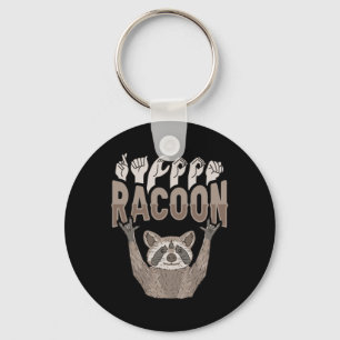 Llavero ILY Racoon ASL Hand Gesture Deaf Hearing Loss Awar