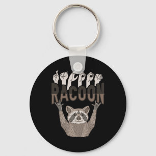 Llavero ILY Racoon ASL Hand Gesture Deaf Hearing Loss Awar