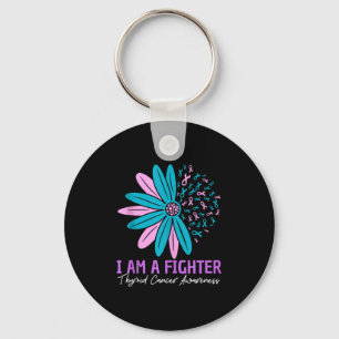 Llavero Im A Fighter Thyroid Cancer Awareness Flower Ribbo