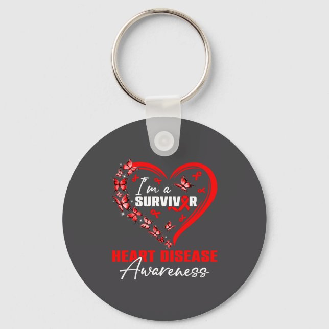 Llavero I'm A Survivor Heart Disease Awareness Red Butterf (Anverso)