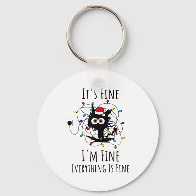Llavero I'm Fine Everything Is Fine Cute Cat Christmas Lig (Anverso)