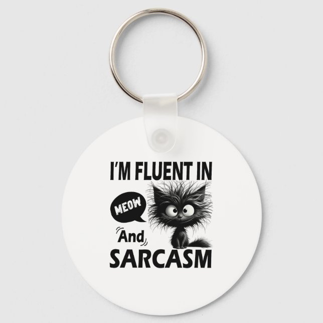 Llavero I'm Fluent In Meow And Sarcasm Funny Cat Lover Wom (Anverso)