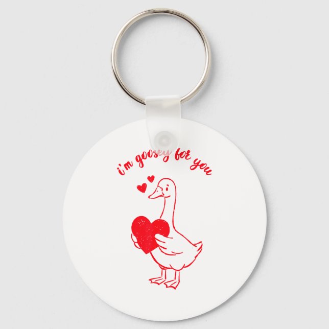 Llavero I'm Goosey For You Valentine Goose Hearts Minimal  (Anverso)