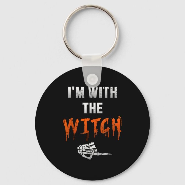Llavero I'm With Witch Skeleton Hand Funny Halloween Husba (Anverso)