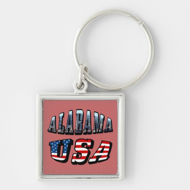 Llavero Imagen de Alabama y fuente de bandera de Estados U (Frente)