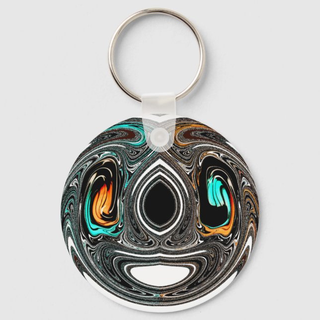 Llavero Imagen de arte en textura de cebra de origen étnic (Anverso)