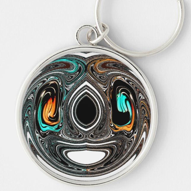 Llavero Imagen de arte en textura de cebra de origen étnic (Frente)