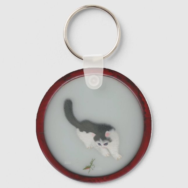 Llavero Imagen de un gato de seda chino (Anverso)