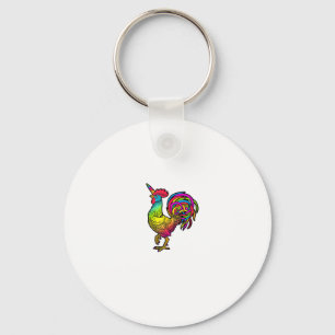 Llavero Imagen divertida de animal de pollo unicornio gall