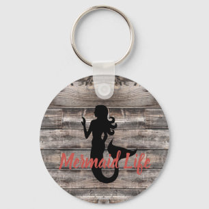 Llavero Imagen MERMAID en madera rústica