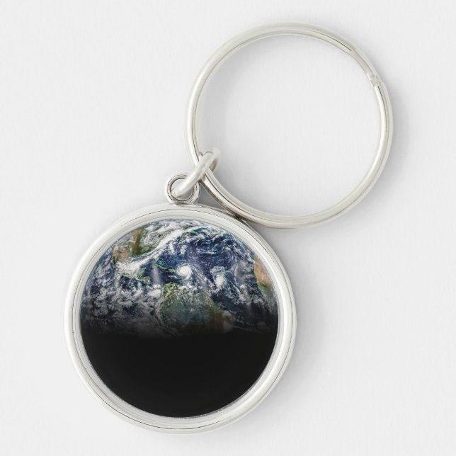 Llavero Imagen Mosaica Del Planeta Tierra Con 3 Huracanes (Frente)