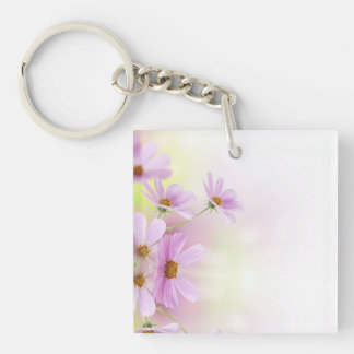 Llavero Imagen personalizada y acuarela de flor rosa