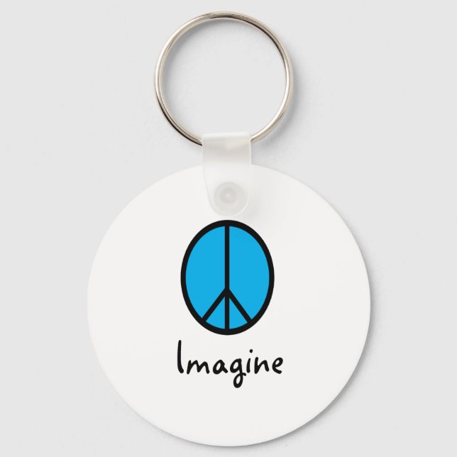 Llavero Imagine el símbolo de paz AZUL (Anverso)