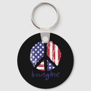 Llavero Imagine Peace Bandera Americana Usa Signo De Paz 4