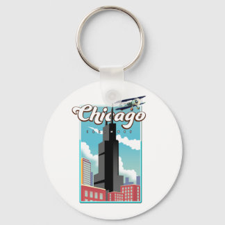 Llavero Imán de póster de viaje de Chicago Illinois EE. UU