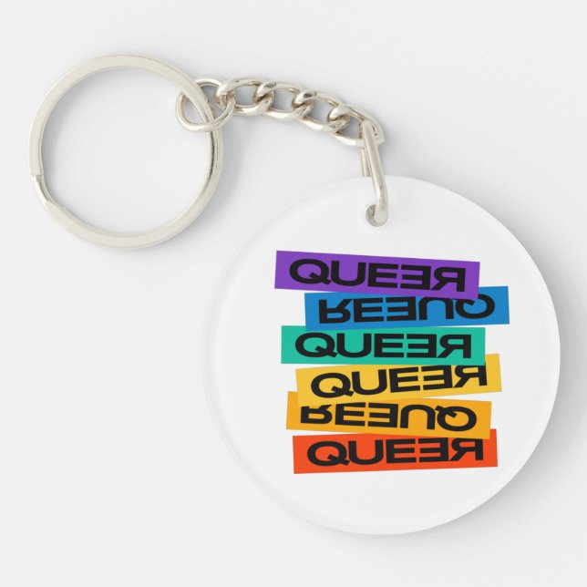 Llavero Imán para coche. Orgullo LGBT+. Queer. (Frente)
