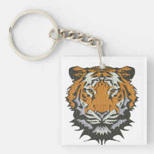 Llavero Imitación de Bordado de Cabeza de Tigre